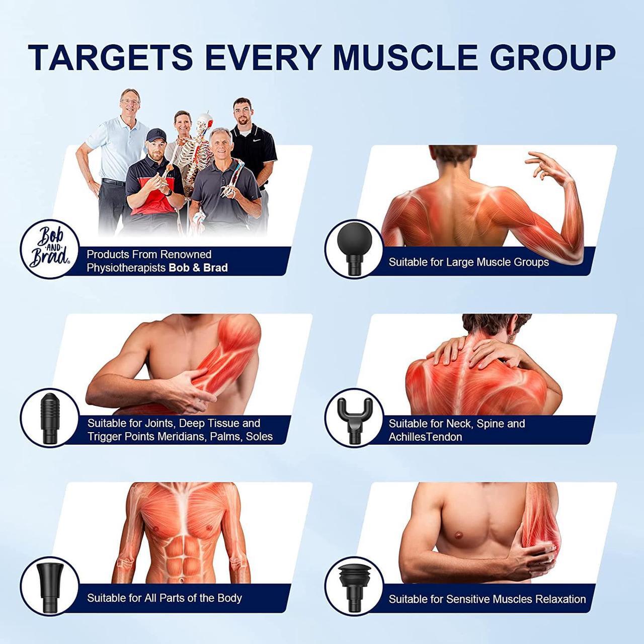 Alt view image 3 of 7 - Bob and Brad Deep Tissue Percussion C2 Massage Gun (from original manufacturer with original package and accessories, providing one year warranty)