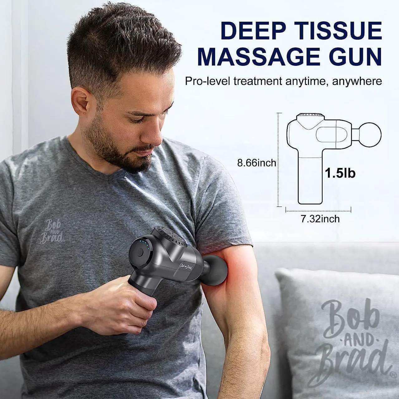 Alt view image 4 of 7 - BOB AND BRAD C2 Massage Gun, Deep Tissue Percussion Massager Gun with 5 Speeds and 5 Heads, Electric Massagers for Professional Athletes Home Gym Workout Recovery Pain Relief (Brand New)