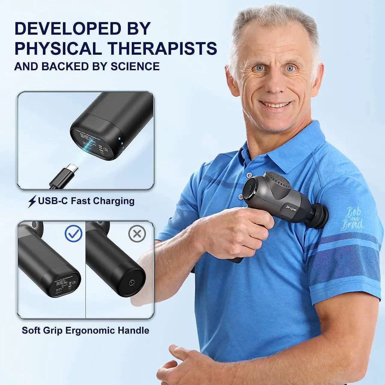 Alt view image 6 of 7 - BOB AND BRAD C2 Massage Gun, Deep Tissue Percussion Massager Gun with 5 Speeds and 5 Heads, Electric Massagers for Professional Athletes Home Gym Workout Recovery Pain Relief (Brand New)