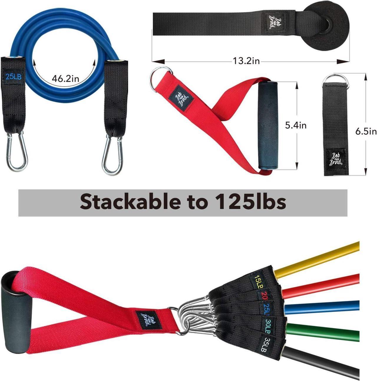 Alt view image 4 of 6 - Bob and Brad Resistance Bands, Resistance Bands Set for Workout Stackable Up to 150 lbs, Handles and Carry Case for Strength, Yoga, Gym