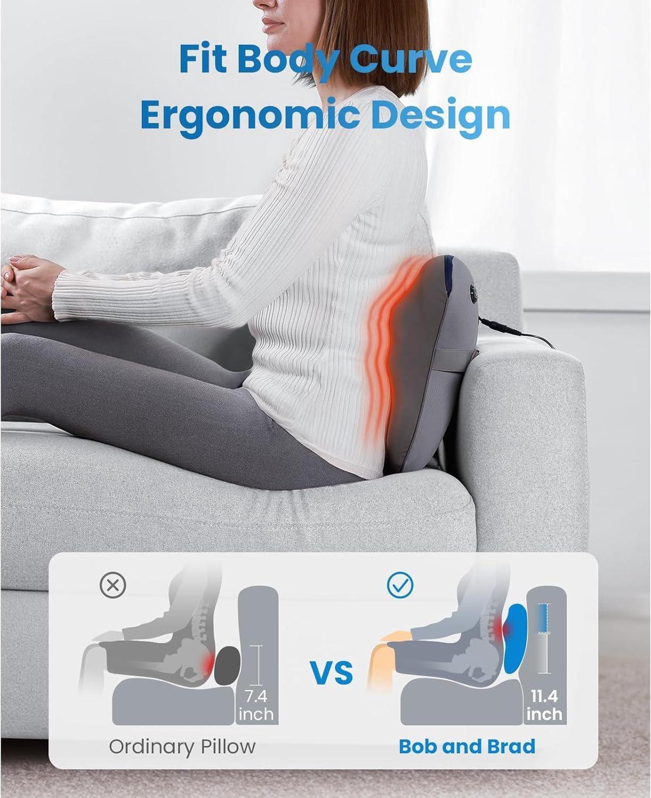 Alt view image 3 of 7 - BOB AND BRAD Back Massager with Heat & Remote, EZBack Plus Neck Massager for Pain Relief Deep Tissue,Electric Shiatsu 3D Kneading Massage Pillow with 3 Level for Neck, Back,Shoulders, Legs,Ideal Gifts