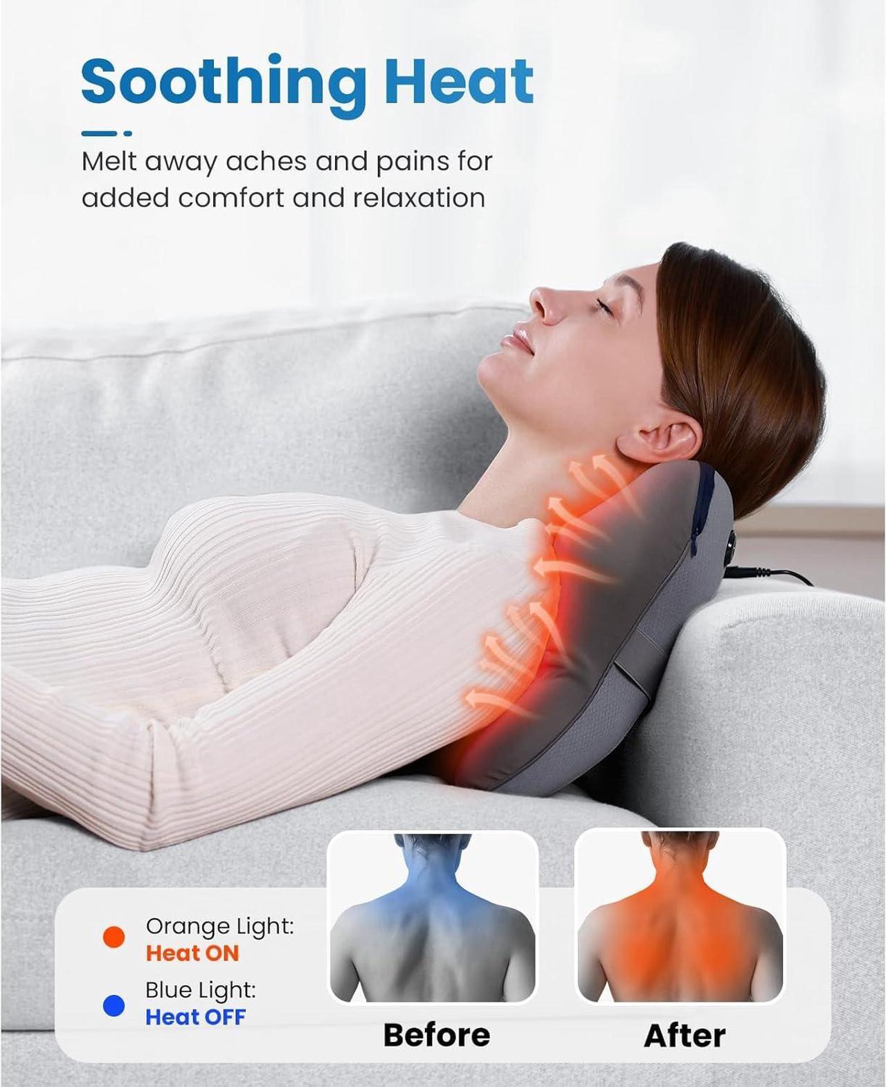 Alt view image 4 of 7 - BOB AND BRAD Back Massager with Heat & Remote, EZBack Plus Neck Massager for Pain Relief Deep Tissue,Electric Shiatsu 3D Kneading Massage Pillow with 3 Level for Neck, Back,Shoulders, Legs,Ideal Gifts