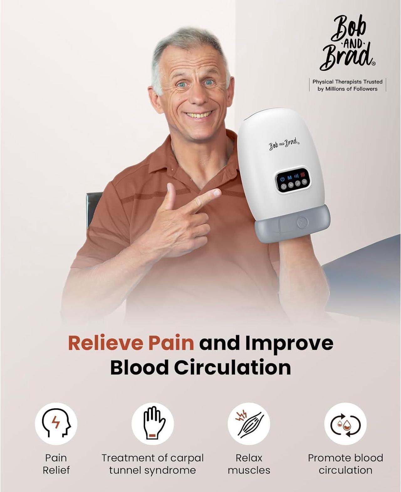Alt view image 2 of 7 - BOB AND BRAD Hand Massager with Heat and Compression,Shiatsu Hand Massager for Arthritis and Carpal Tunnel,Deep Tissue Pain Relief from Wrist to Palm and Finger, Christmas Gift, FSA and HSA Eligible