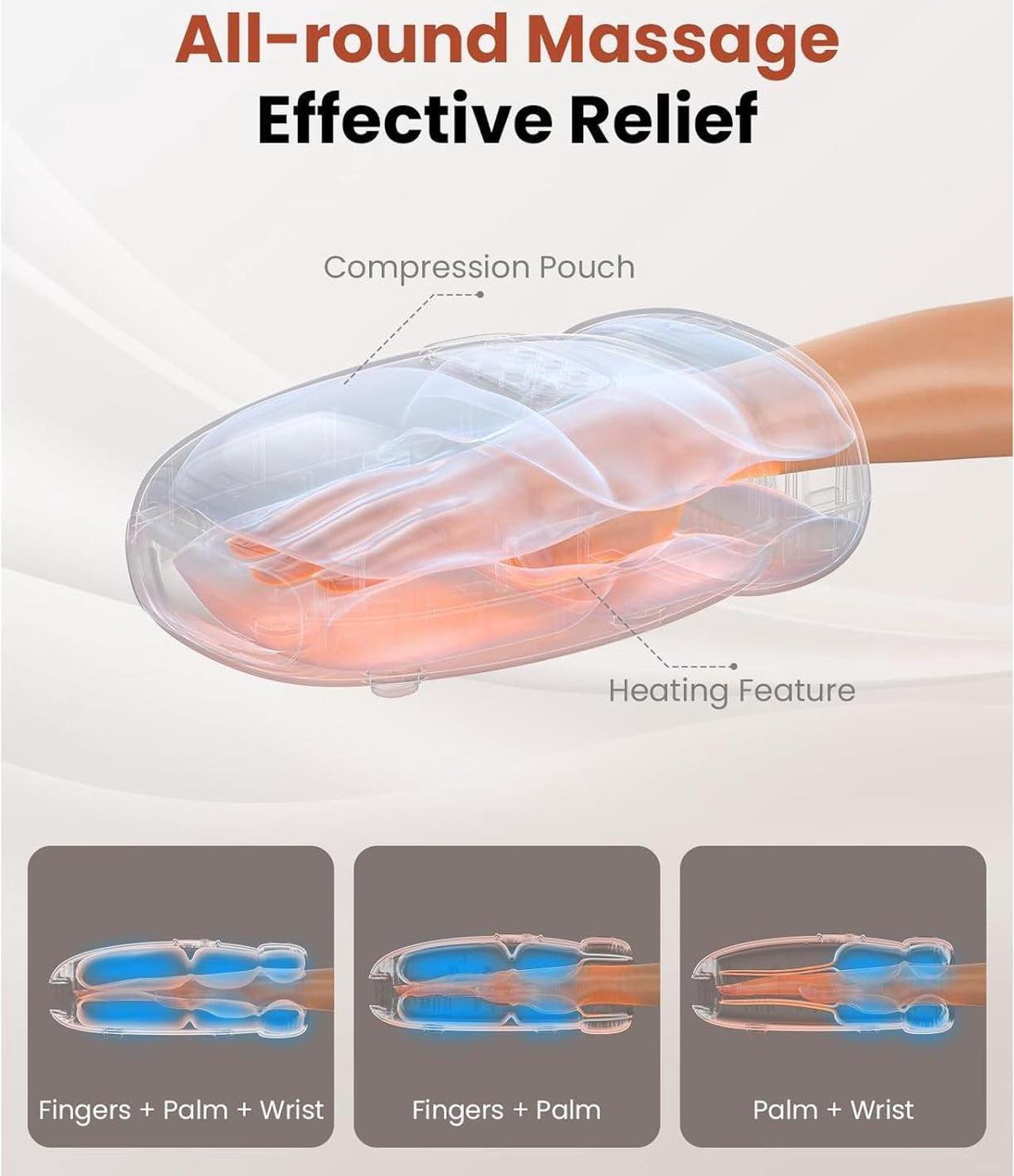 Alt view image 3 of 7 - BOB AND BRAD Hand Massager with Heat and Compression,Shiatsu Hand Massager for Arthritis and Carpal Tunnel,Deep Tissue Pain Relief from Wrist to Palm and Finger, Christmas Gift, FSA and HSA Eligible