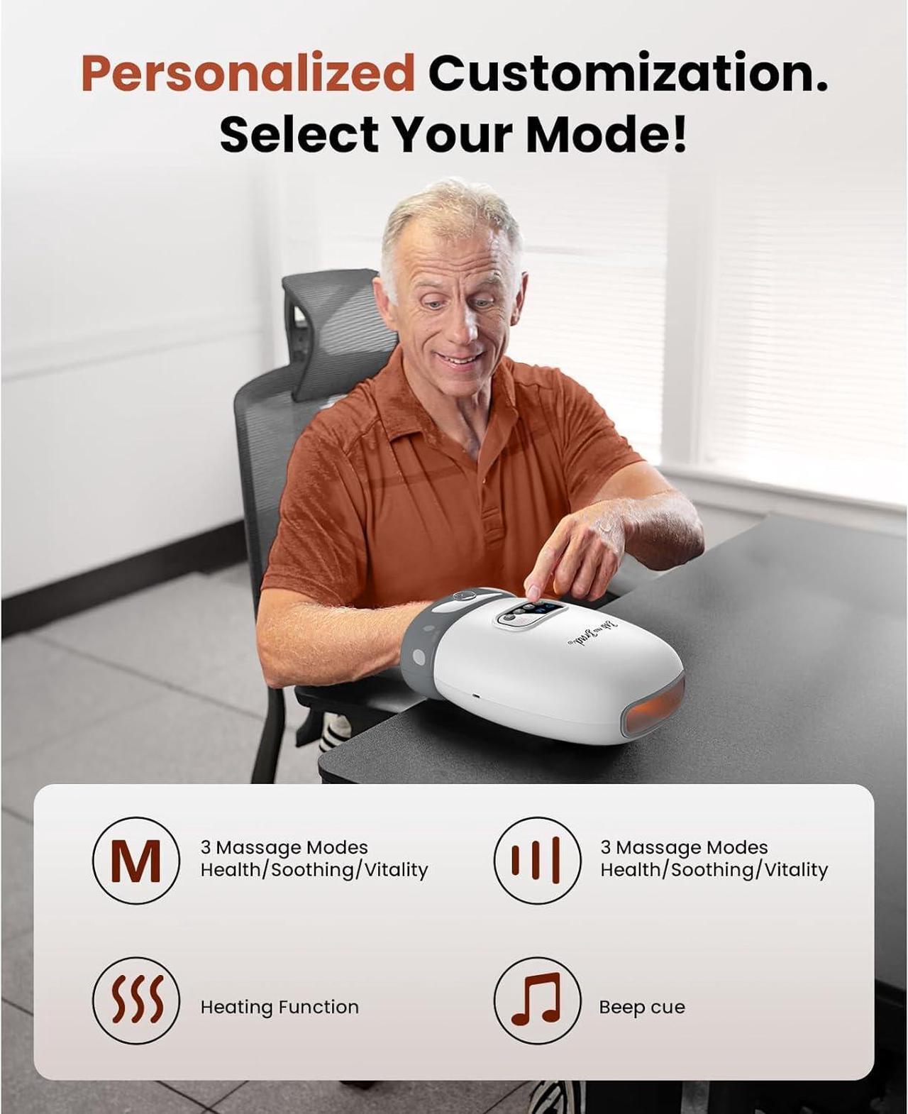 Alt view image 5 of 7 - BOB AND BRAD Hand Massager with Heat and Compression,Shiatsu Hand Massager for Arthritis and Carpal Tunnel,Deep Tissue Pain Relief from Wrist to Palm and Finger, Christmas Gift, FSA and HSA Eligible