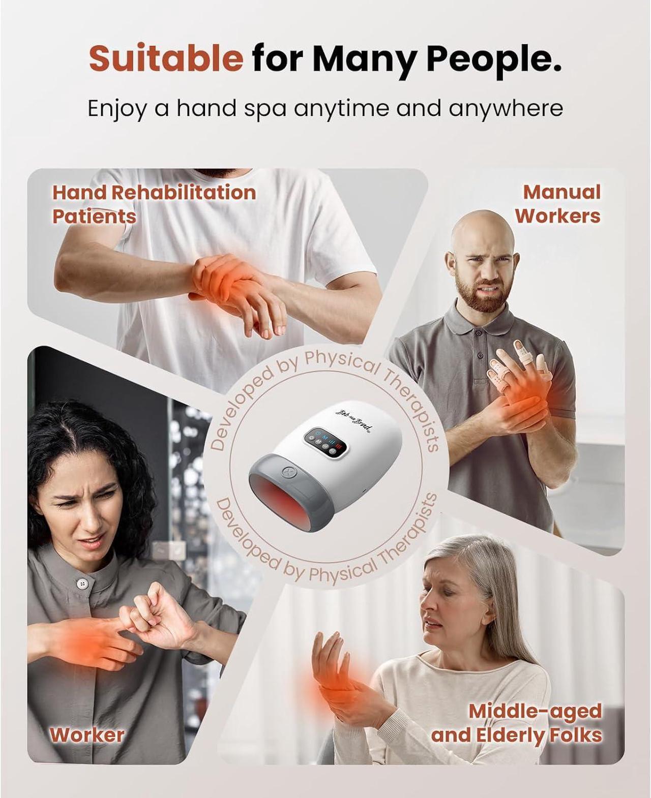 Alt view image 6 of 7 - BOB AND BRAD Hand Massager with Heat and Compression,Shiatsu Hand Massager for Arthritis and Carpal Tunnel,Deep Tissue Pain Relief from Wrist to Palm and Finger, Christmas Gift, FSA and HSA Eligible