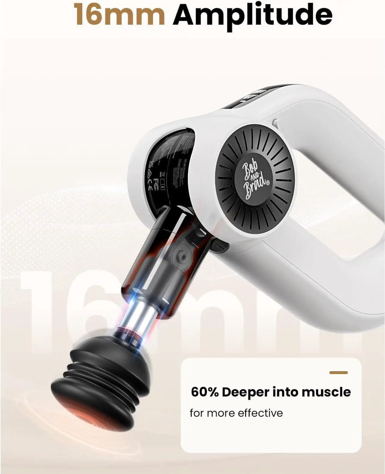 Alt view image 3 of 7 - BOB AND BRAD D6 Pro Max Massage Gun with Metal Head,Deep Tissue Professional Muscle Massager Percussion with 16mm Amplitude, Quiet Electric Handheld Massager for Athletes,FSA and HSA Eligible