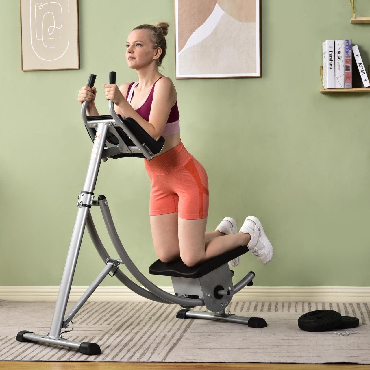 Alt view image 6 of 7 - Ab Machine, Ab Workout Equipment- Fitness Equipment -AB Crunch Machine With 2pc Weight Block 440lb Weight Capacity(Silver)