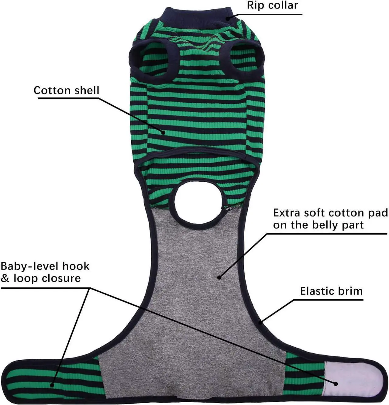 Alt view image 3 of 5 - Kuoser Recovery Suit for Dogs Cats After Surgery, Professional Pet Recovery Shirt Dog Abdominal Wounds Bandages, Substitute E-Collar & Cone,Prevent Licking Dog Onesies Pet Surgery Recovery Suit