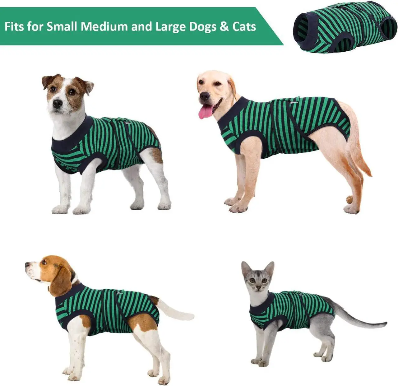 Alt view image 4 of 5 - Kuoser Recovery Suit for Dogs Cats After Surgery, Professional Pet Recovery Shirt Dog Abdominal Wounds Bandages, Substitute E-Collar & Cone,Prevent Licking Dog Onesies Pet Surgery Recovery Suit