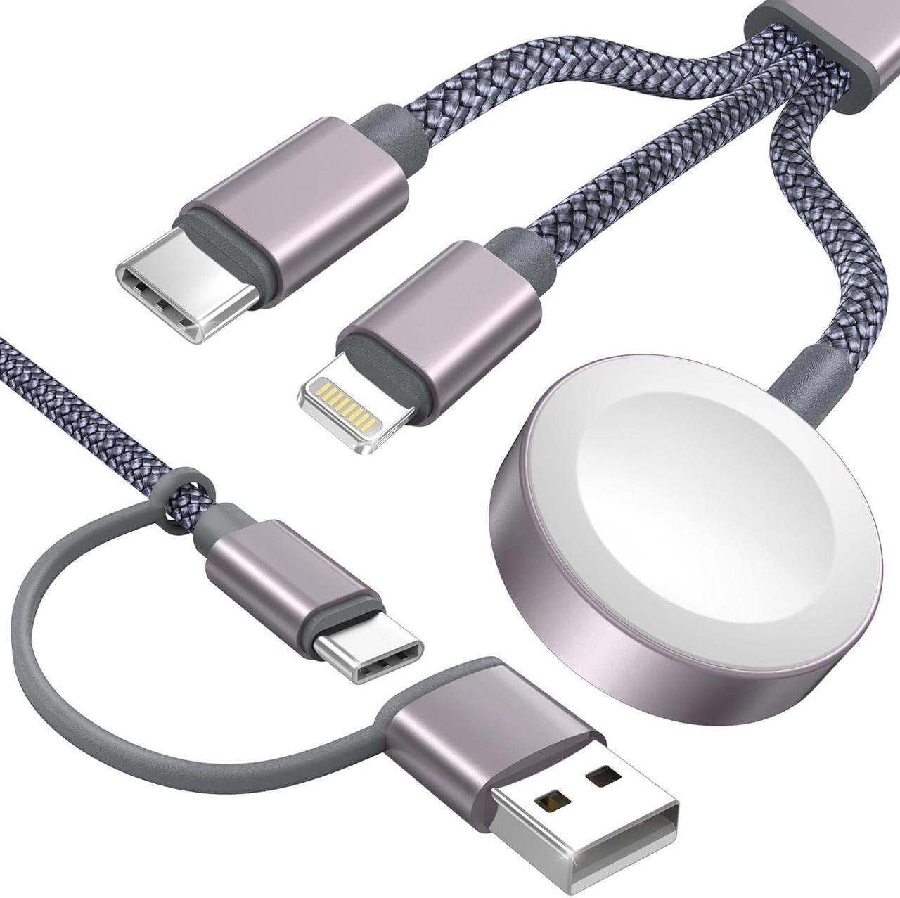 Main image of Jaspertronics Upgraded 3-in-2 USB-C Cable for Apple Watch & iPhone, Multi Fast Charging Compatible with iWatch Ultra/SE/9/8/7/6/5/4/3/2/1 & iPhone 15/14/13/12/11/Galaxy S23 - 4Ft