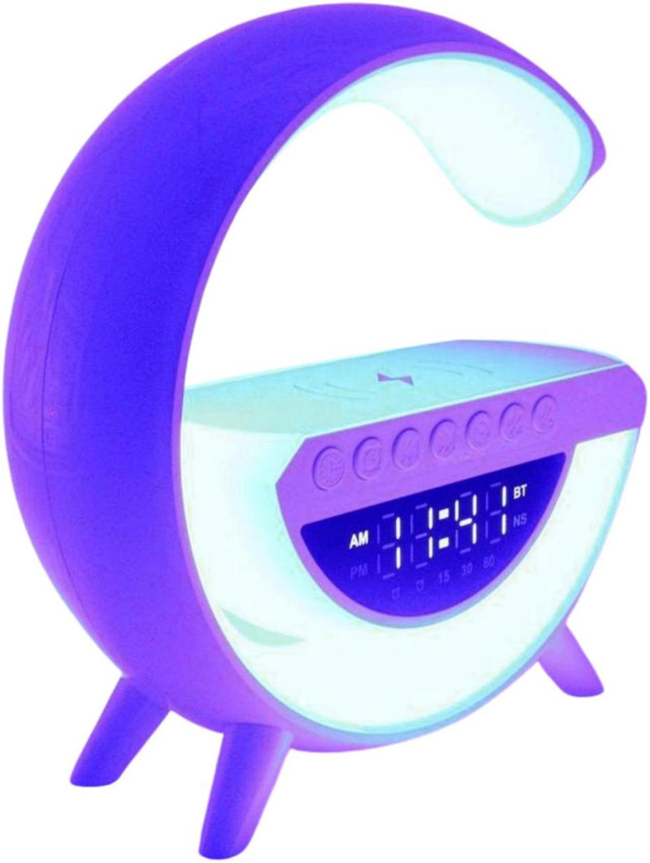 Main image of Jaspertronics 6-in-1 Wireless LED Charging Station & Alarm Clock  Bluetooth Speaker, RGB Lamp, 15W Fast Wireless Charger, FM Radio, White Noise, Gradual Wake Light  BT-3401 Multifunction Device