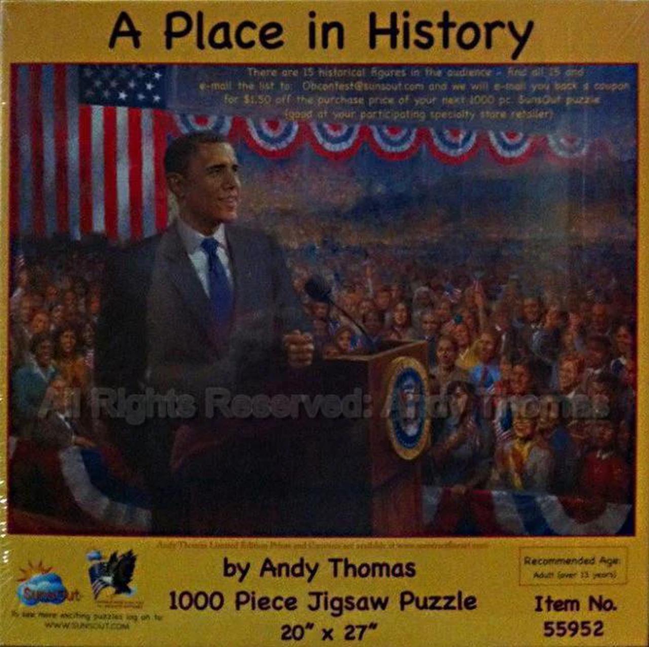 Main image of Change: A Place in History 1000-Piece Jigsaw Puzzle with Barack Obama - Commemorate pivotal moments and influential figures who shaped America in this 20" x 27" engaging puzzle