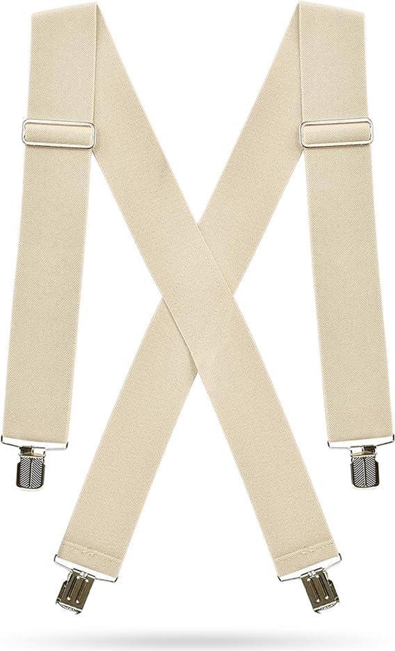 Main image of Hold'Em X-Back Mens Suspenders, Adjustable and Stretchable Suspenders for Men, Durable Straight Clip-On Suspenders, Clothing Accessories for Casual and Formal Outfits, Beige