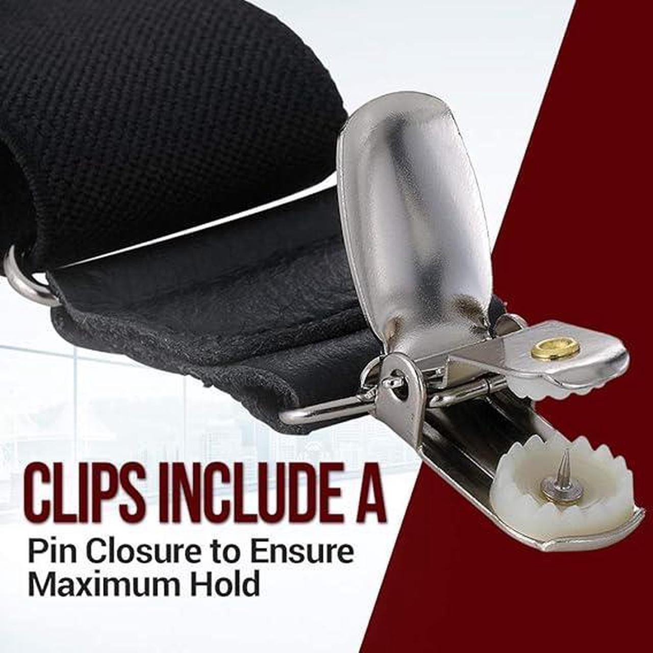 Alt view image 2 of 6 - Hold'Em Mens Elastic No Slip Pin Clip Y Back Suspenders with Leather Trim -White (Regular 46" Long)