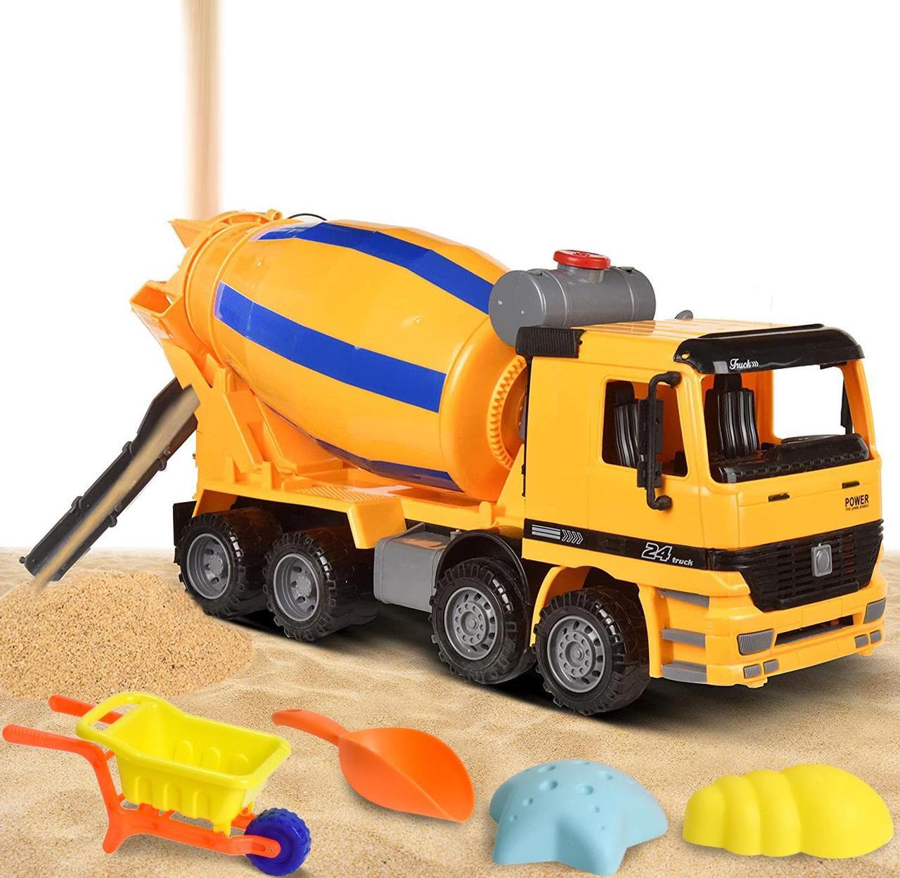 Main image of BEEMO Cement Mixer Toy Truck for Kids 15" Push and Go Sand Construction Vehicle for Toddlers Boys & Girls Realistic Play Mixer Birthday Party Gift