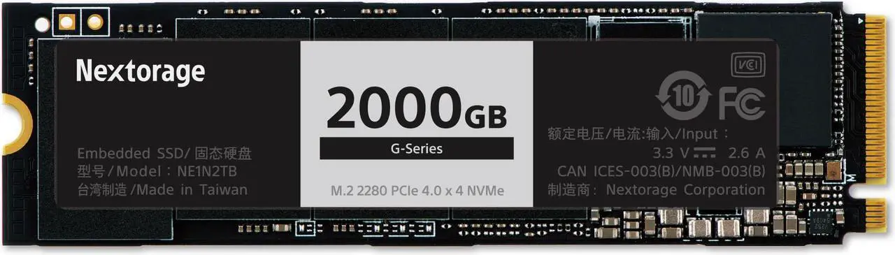 Main image of Nextorage Japan 2TB NVMe M.2 2280 PCIe Gen.4 Internal SSD Read Speed up to 7300MB/s Write Speed Up to 6900 MB/s (New G-Series). Read Speed up to 7300MB/s Write Speed Up to 6900 MB/s ( SSD G series)