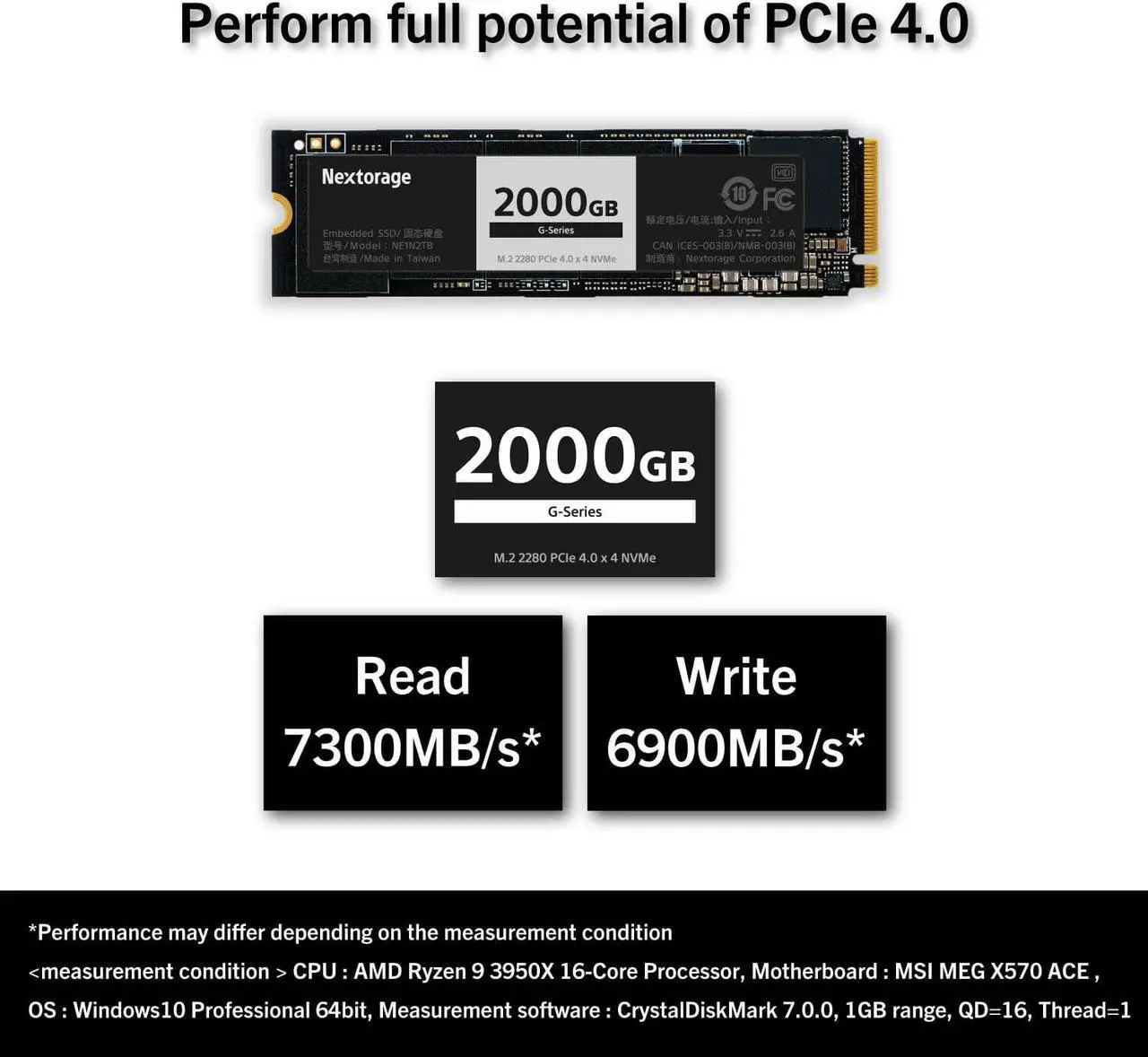 Alt view image 2 of 6 - Nextorage Japan 2TB NVMe M.2 2280 PCIe Gen.4 Internal SSD Read Speed up to 7300MB/s Write Speed Up to 6900 MB/s (New G-Series). Read Speed up to 7300MB/s Write Speed Up to 6900 MB/s ( SSD G series)