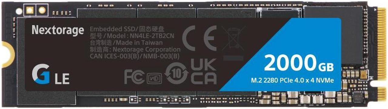 Main image of Nextorage Japan 2TB NVMe M.2 2280 PCIe Gen.4 Internal SSD Read Speed up to 7400MB/s Write Speed Up to 6400 MB/s (G LE Series)