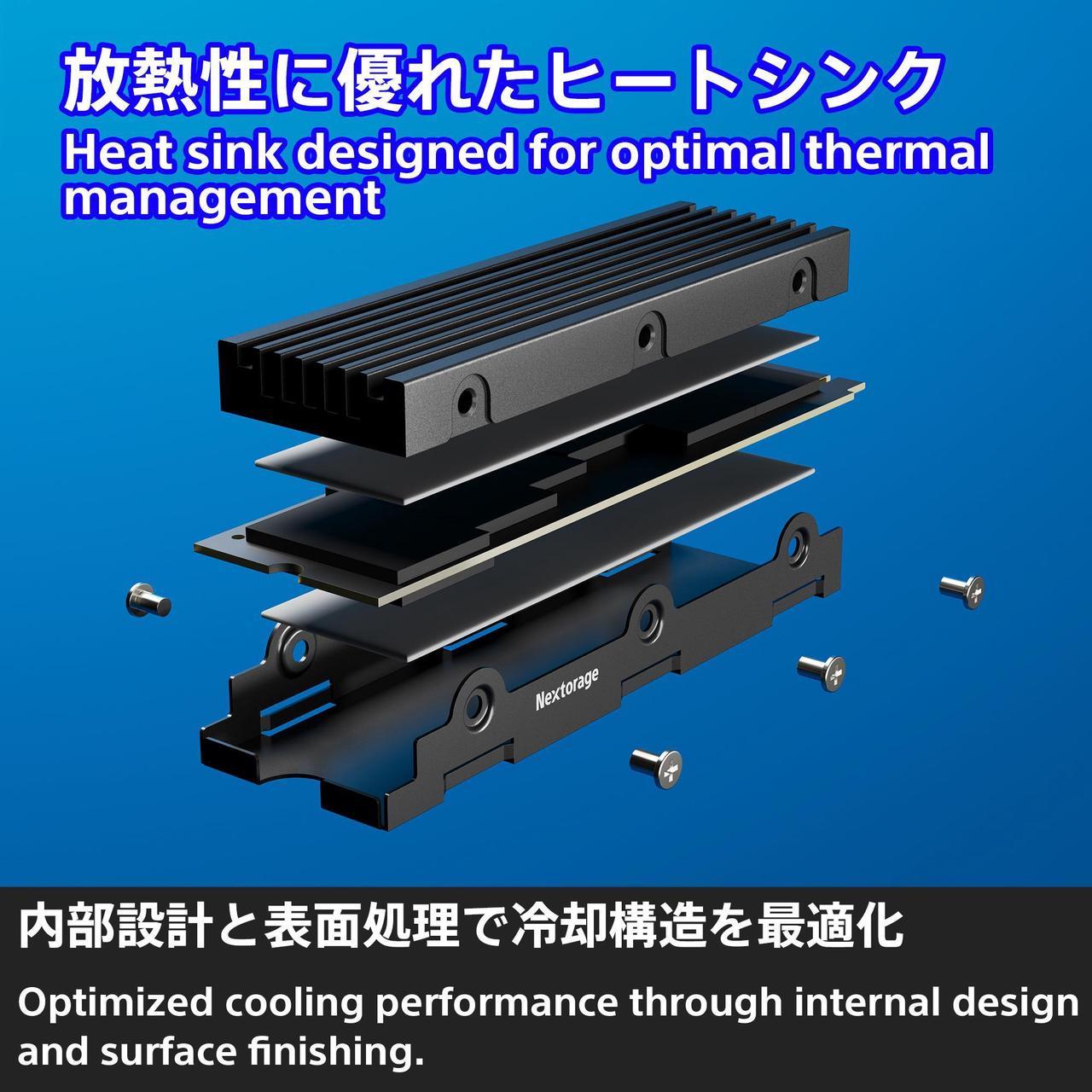 Alt view image 4 of 7 - Nextorage 1TB Internal SSD compatible with PS5/PS5 slim/PS5 Pro and PC M.2 2280 with Heatsink PCIe Gen4.0 NVMe NEM-PAB1TB/N SYM Maximum Transfer Rate Read: 7400MB/s, Write: 6100MB/s Solid State Drive