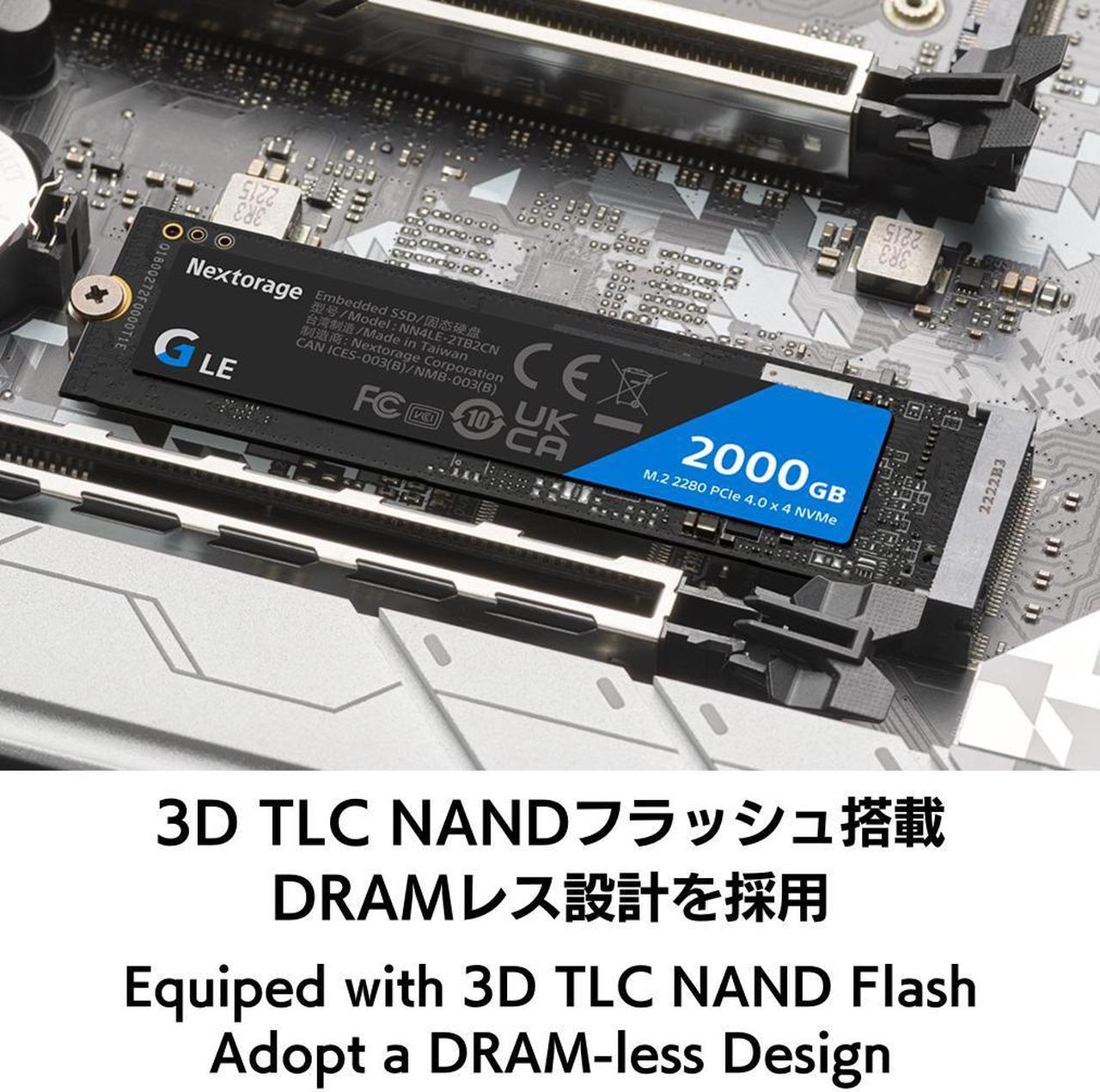 Alt view image 4 of 7 - Nextorage Japan 2TB NVMe M.2 2280 PCIe Gen.4 Internal SSD Read Speed up to 7400MB/s Write Speed Up to 6400 MB/s (G LE Series)