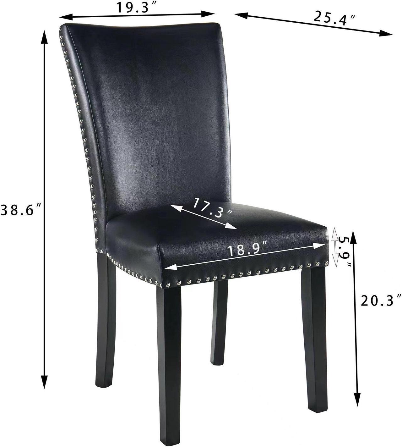 Main image of Parsons Chairs Faux Leather Dining Chairs Set of 2, Upholstered Mid Century Modern Kitchen Chairs with Nail-Head Trim Black