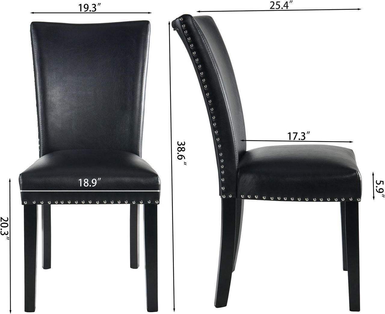 Alt view image 3 of 7 - Parsons Chairs Faux Leather Dining Chairs Set of 2, Upholstered Mid Century Modern Kitchen Chairs with Nail-Head Trim Black