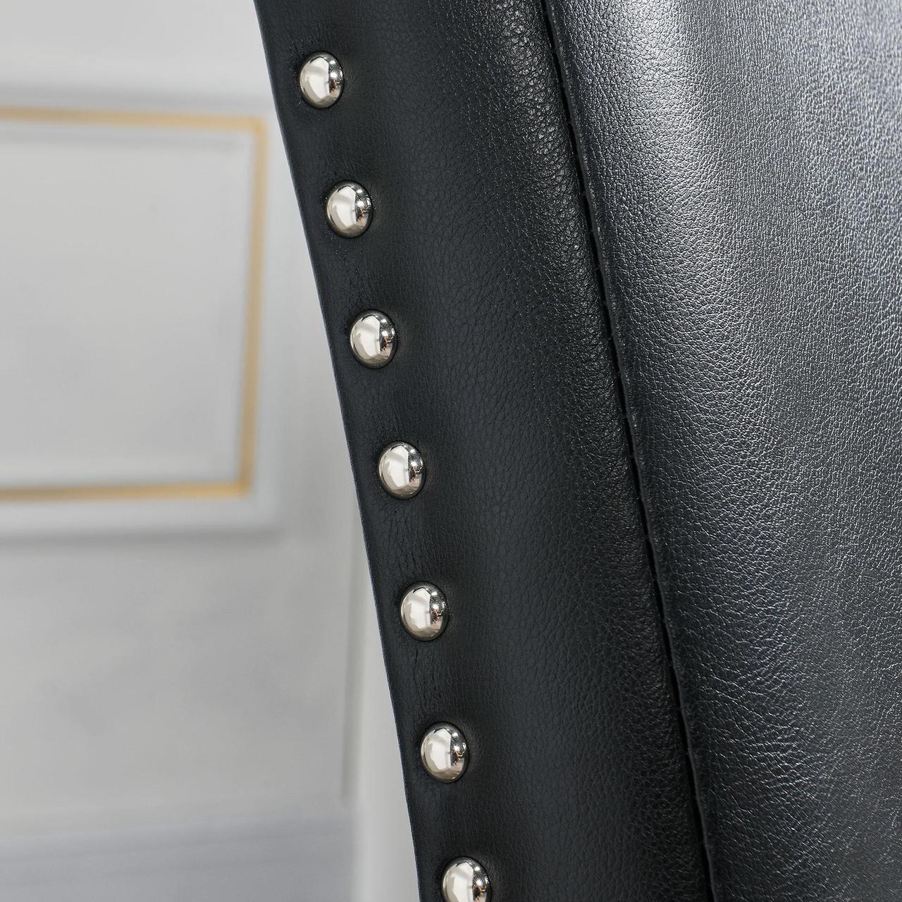 Alt view image 6 of 7 - Parsons Chairs Faux Leather Dining Chairs Set of 2, Upholstered Mid Century Modern Kitchen Chairs with Nail-Head Trim Black