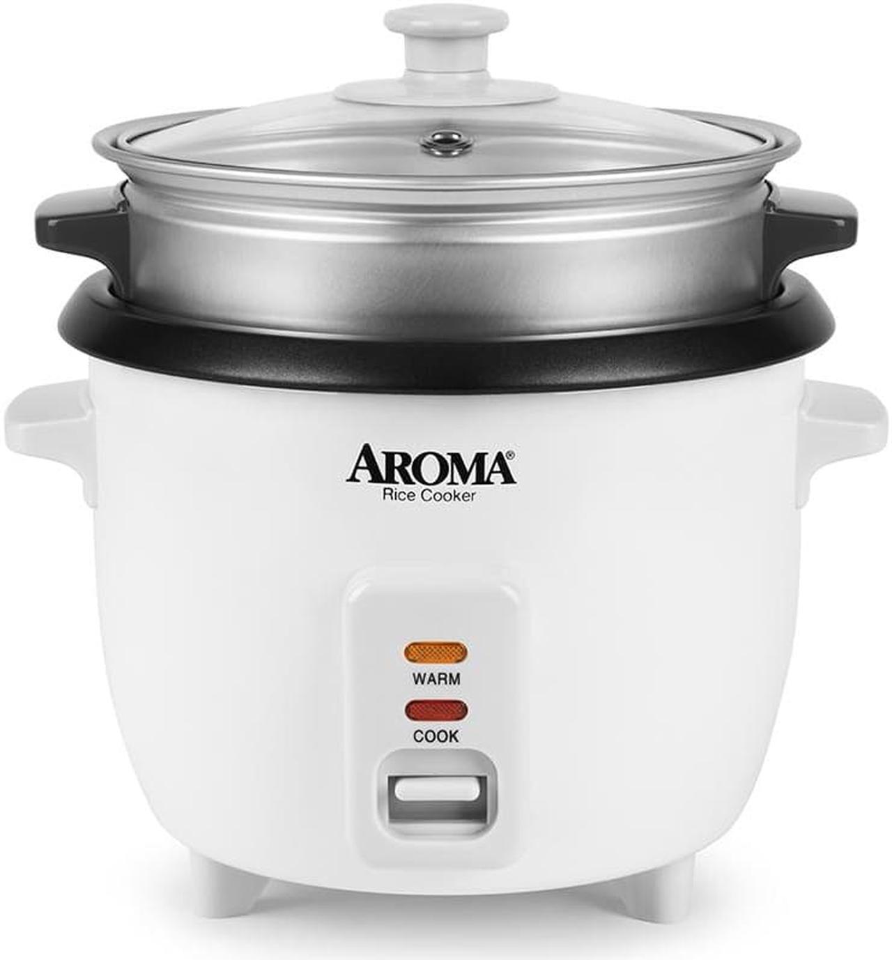 Main image of Aroma 3-Cup Rice Cooker And Food Steamer, White