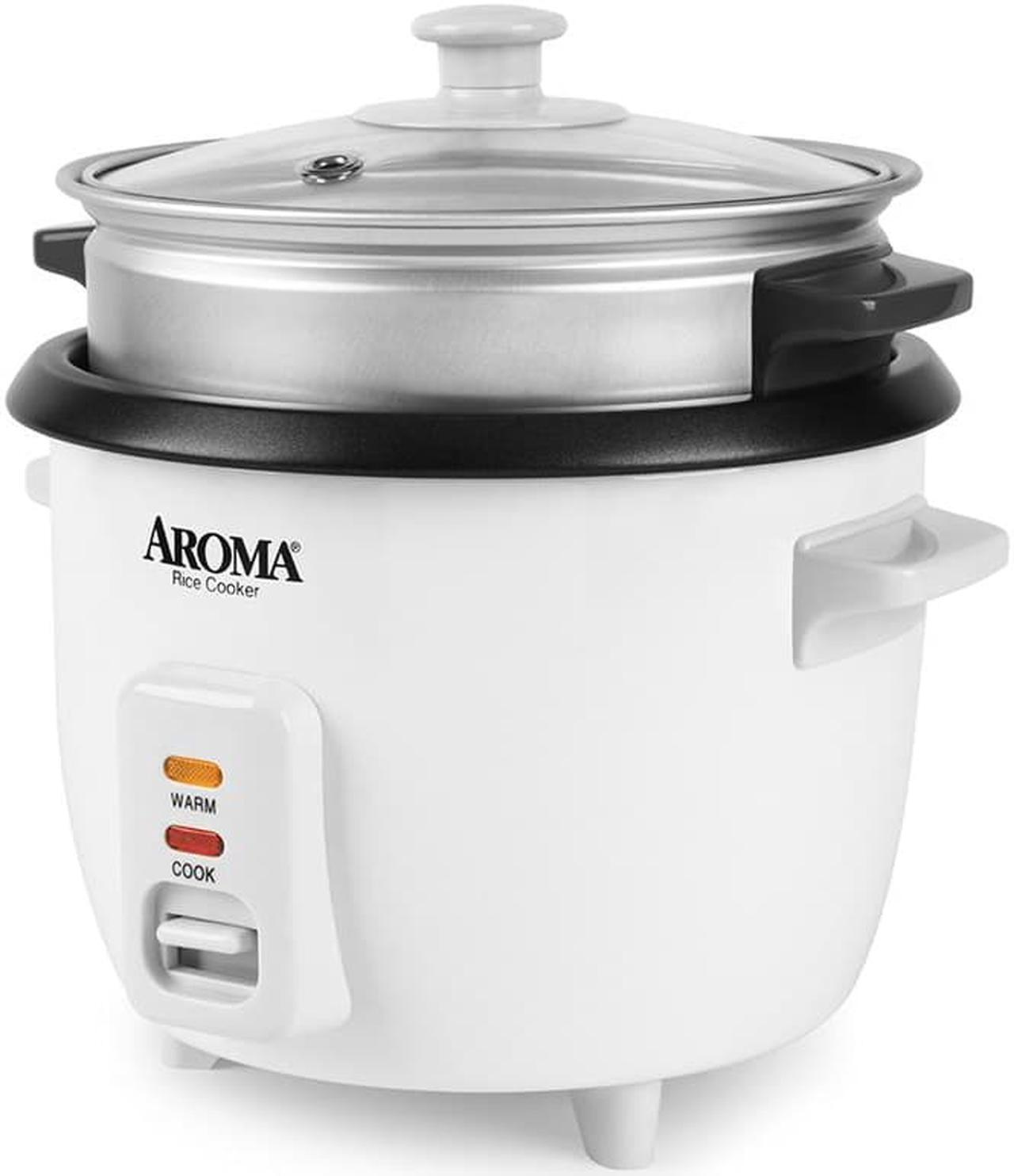 Alt view image 2 of 5 - Aroma 3-Cup Rice Cooker And Food Steamer, White