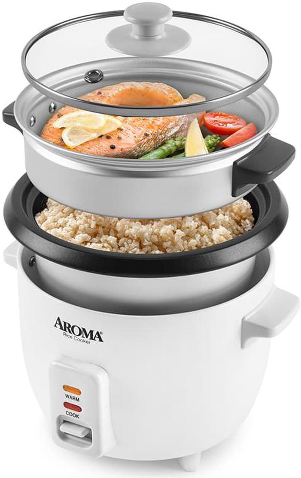 Alt view image 3 of 5 - Aroma 3-Cup Rice Cooker And Food Steamer, White