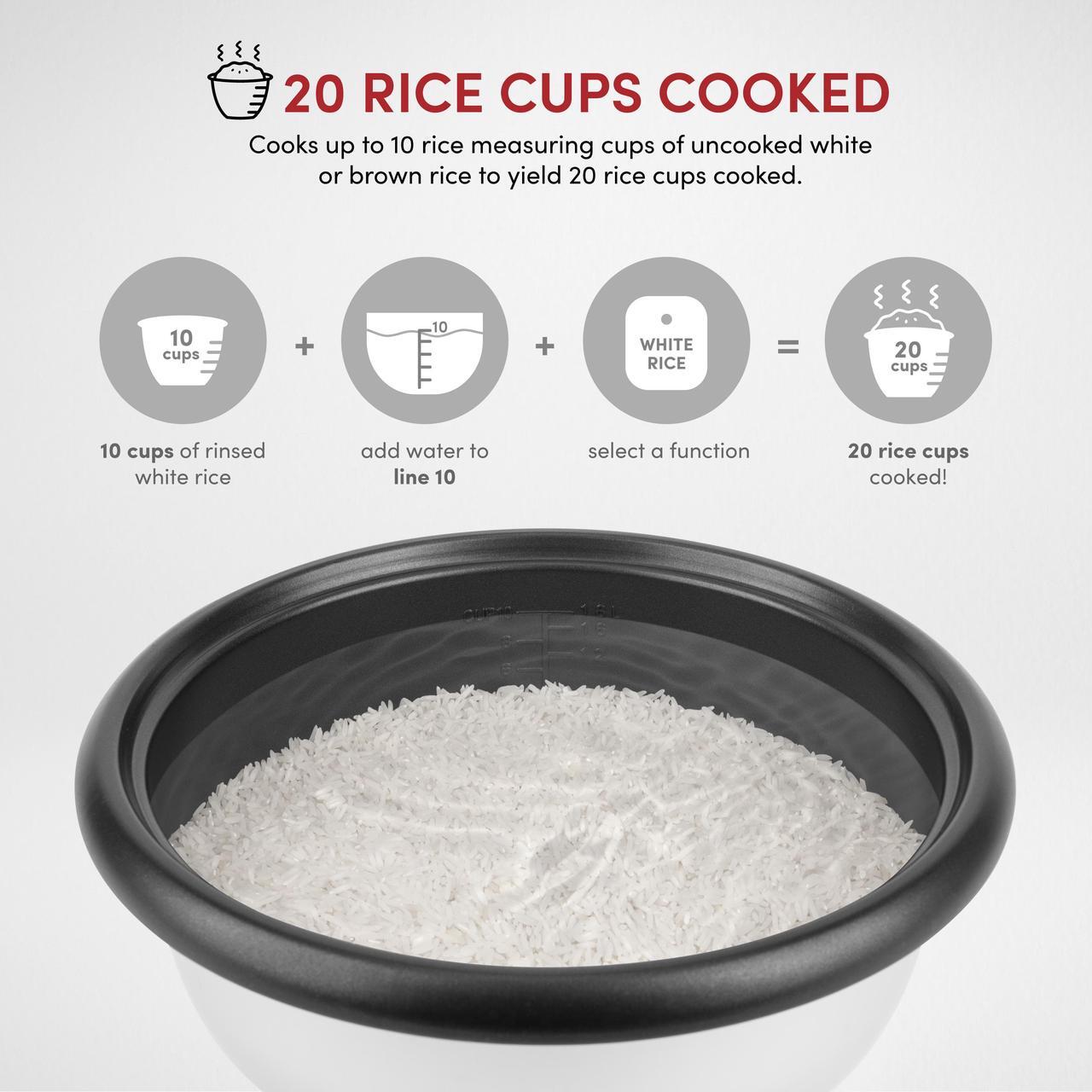 Alt view image 5 of 6 - AROMA® 20-Cup (Cooked) Super Pot® Rice & Grain Cooker, Food Steamer & Multicooker with Sauté, Soup, and Spanish Rice Functions, Automatic Keep Warm Mode, Steam Rack Included, Red (ARC-1021DR)