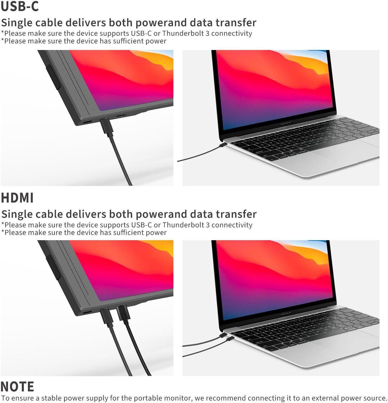 Alt view image 7 of 7 - ReHisk 15.6 inch touch screen monitor 60hz FHD IPS gaming monitors 1080p with HDMI-compatible USB-C Ports Second Screen laptop screen extender for Laptop, MacBook Pro, PC, Switch, Xbox, PS4,Smartphone