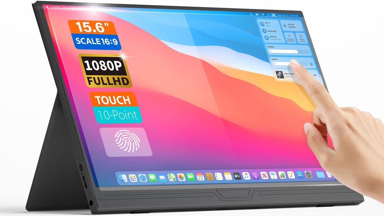Main image of ReHisk 15.6 inch touch screen monitor 60hz FHD IPS gaming monitors 1080p with HDMI-compatible USB-C Ports Second Screen laptop screen extender for Laptop, MacBook Pro, PC, Switch, Xbox, PS4,Smartphone