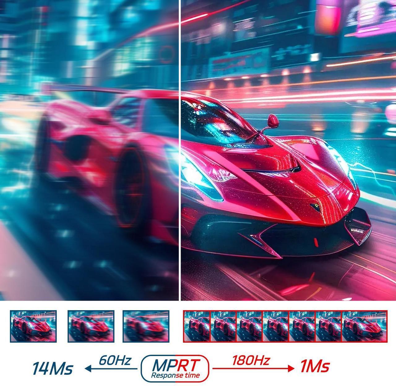 Alt view image 3 of 7 - 27" FHD 1080P gaming Monitor, 180Hz Refresh Rate, 1ms Response Time, FreeSync & G-Sync Compatible, VESA Mountable (75mm x 75mm), HDMI/DP/USB-A/Earphone/Power Ports