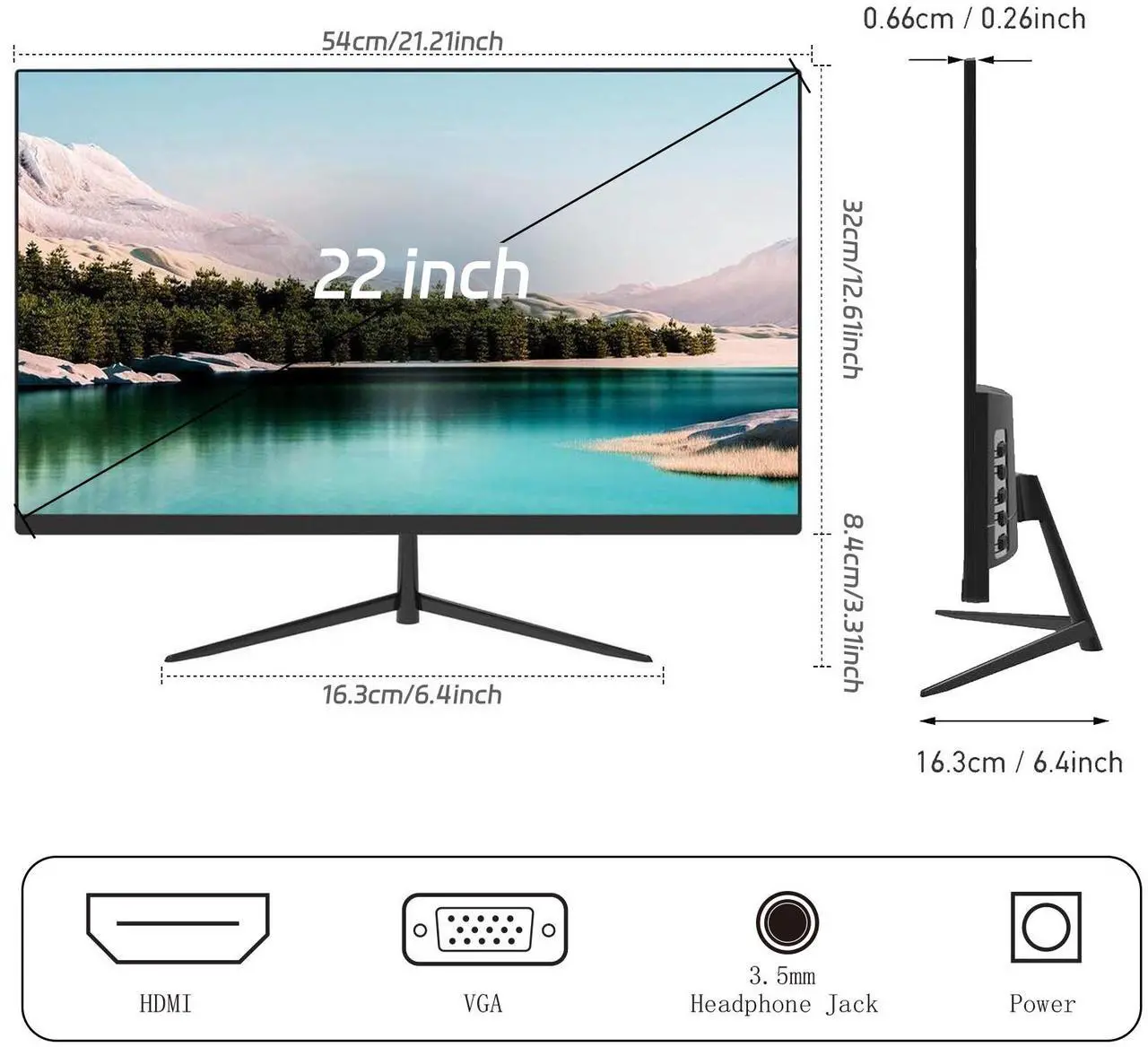Alt view image 6 of 7 - 22 inch Computer Monitor FHD 1080P Desktop Display 75Hz with HDMI VGA Ports LED Monitor Ultra Thin Bezel/Eye Care/Ergonomic Tilt for PC VESA Mounting