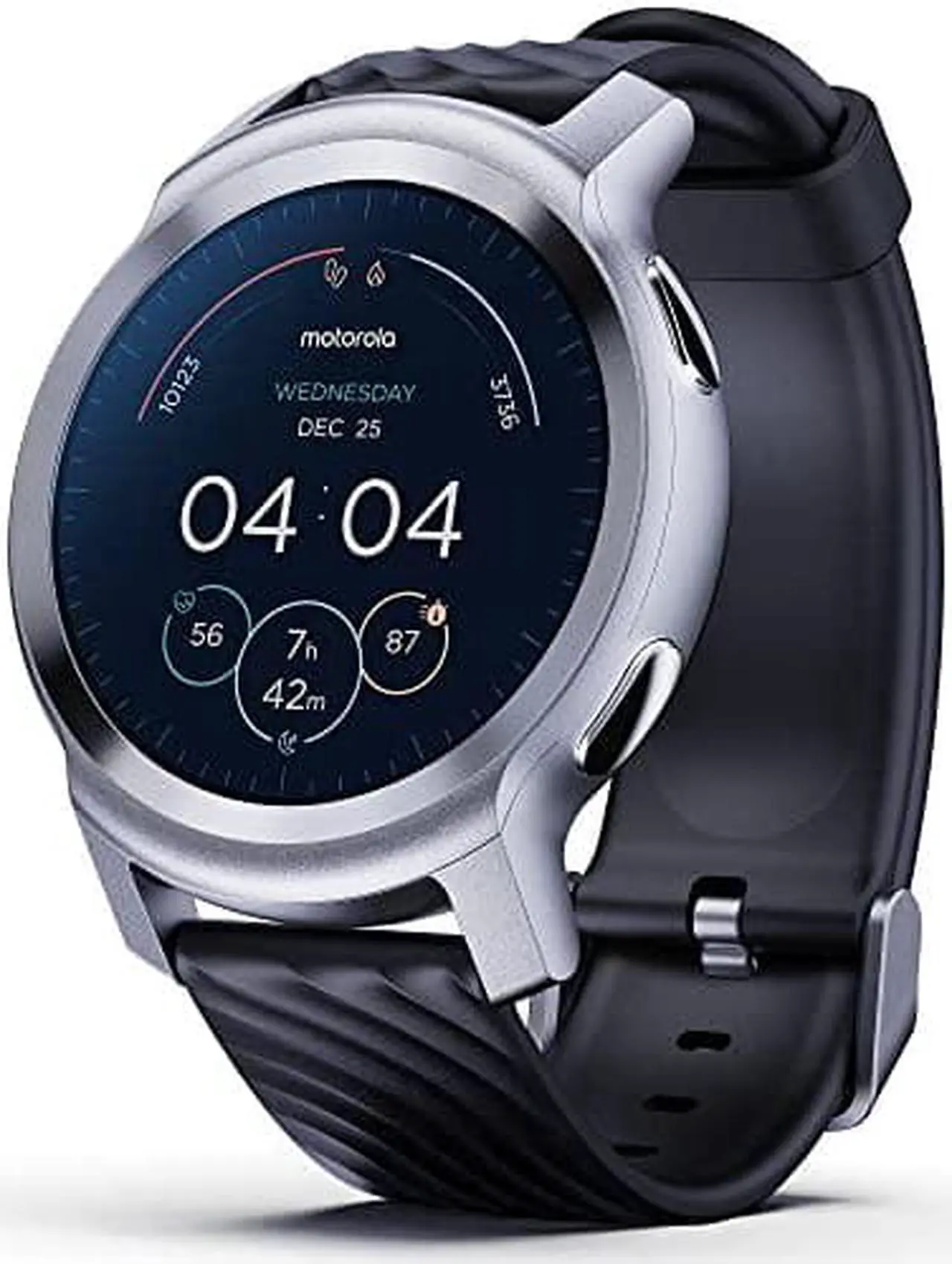 Alt view image 5 of 5 - Motorola Moto Watch 100 Smart Watch,42-Millimeter GPS Smart Watch for Men and Women,14-Day Battery,24/7 Heart Rate, SpO2, 5 ATM Water-Resistant, AOD, Compatible with Android and iPhone, Black Silver