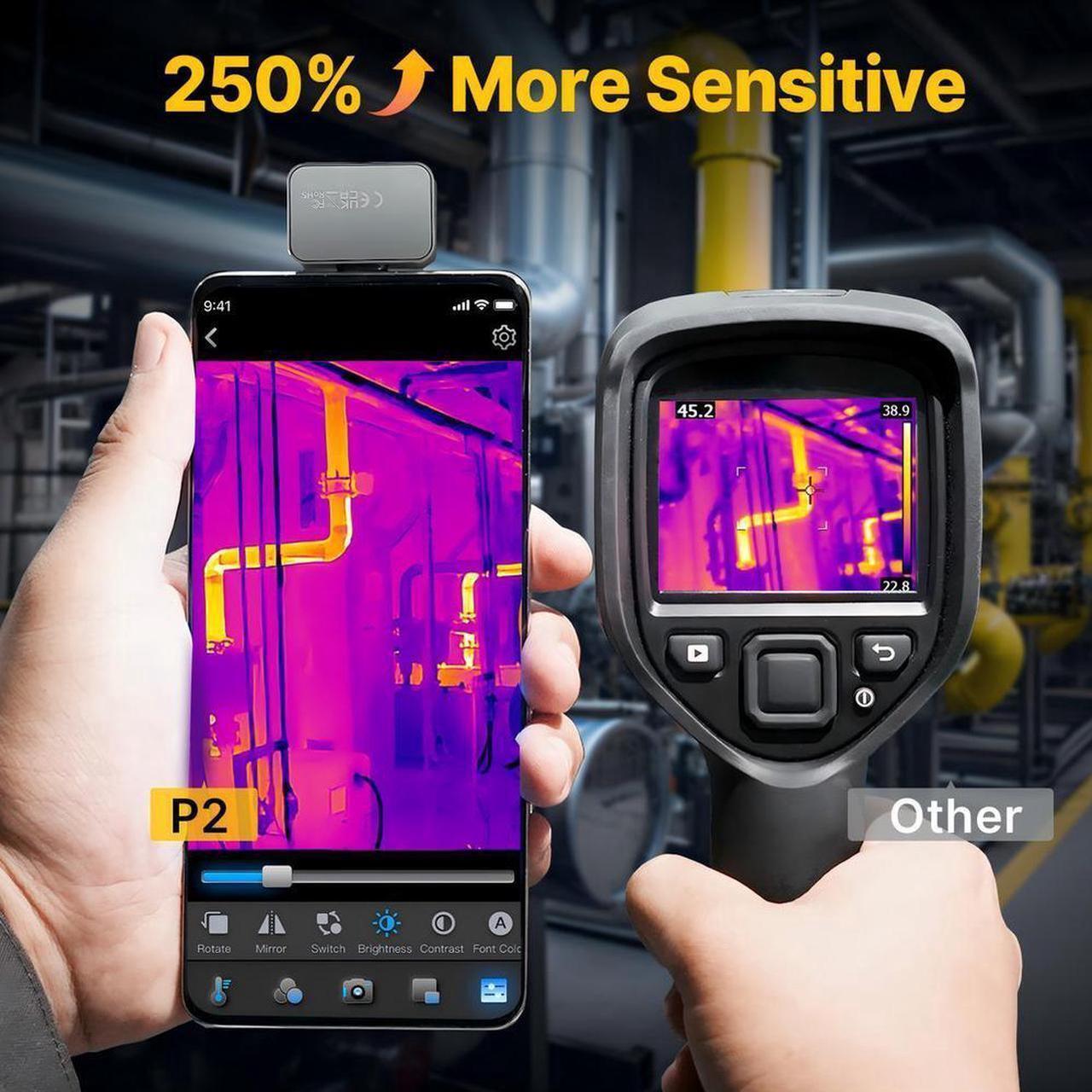 Alt view image 6 of 7 - 512×384 P2 Thermal Camera Android,1112,15x Zoom,USB-C Thermal Master Imager