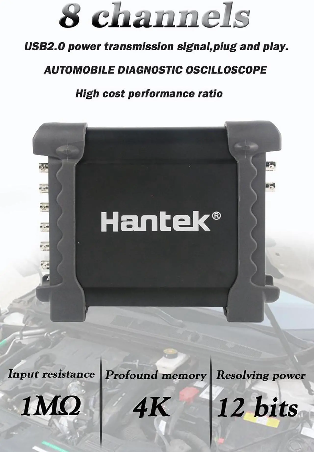 Alt view image 6 of 7 - Hantek 1008C 8 Channels Oscilloscope Vehicle Testing Automotive Diagnostic Equipment USB Automotive Oscilloscope