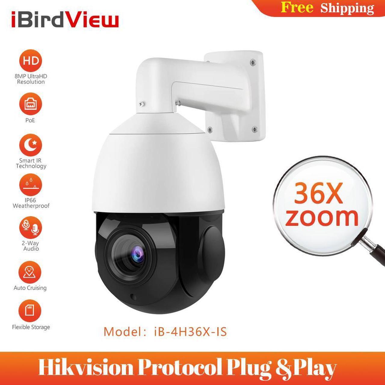 Main image of 4K 8MP POE IP Speed Dome PTZ Camera 36x Zoom Mic&Speaker Human Auto Tracking