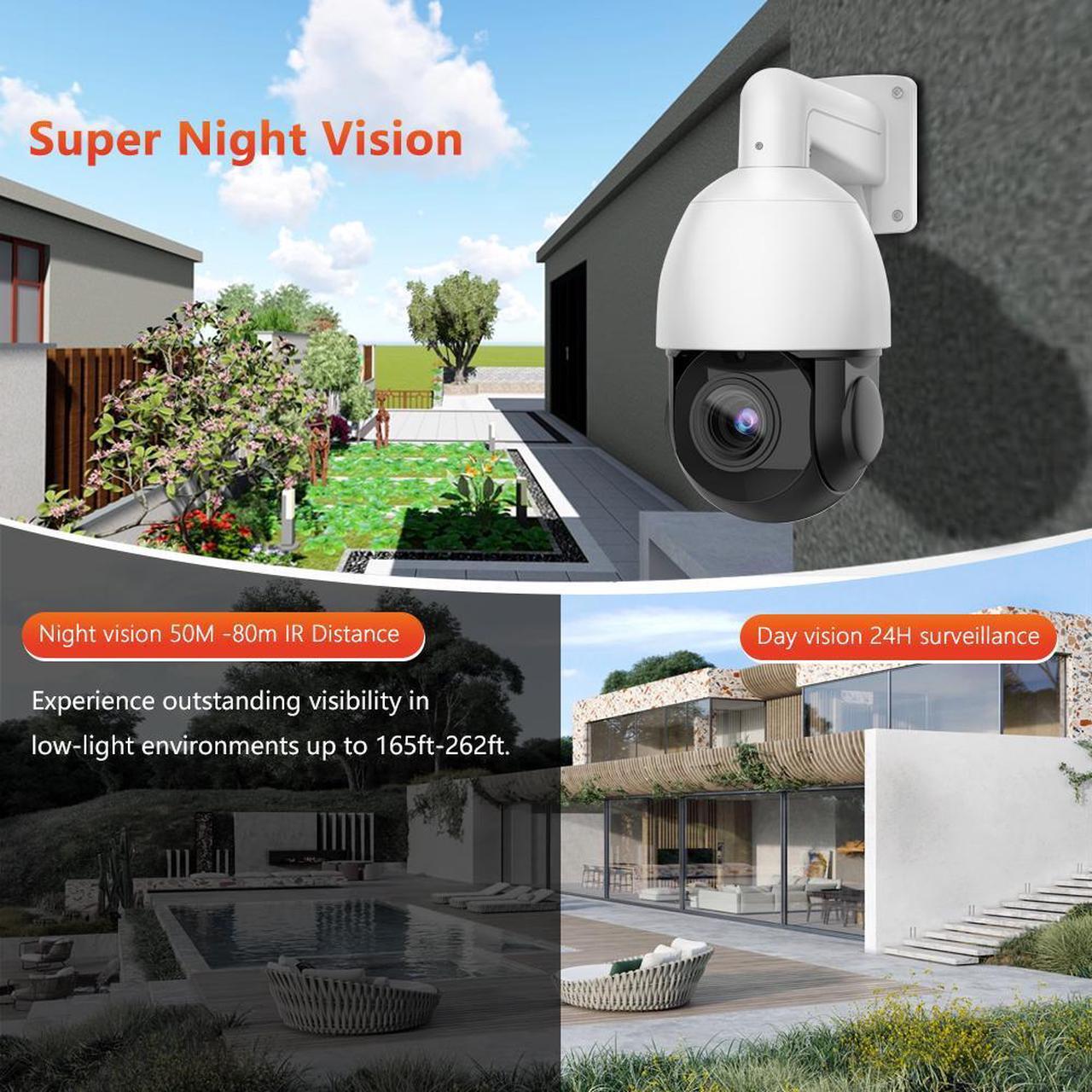 Alt view image 3 of 7 - 4K 8MP POE IP Speed Dome PTZ Camera 36x Zoom Mic&Speaker Human Auto Tracking
