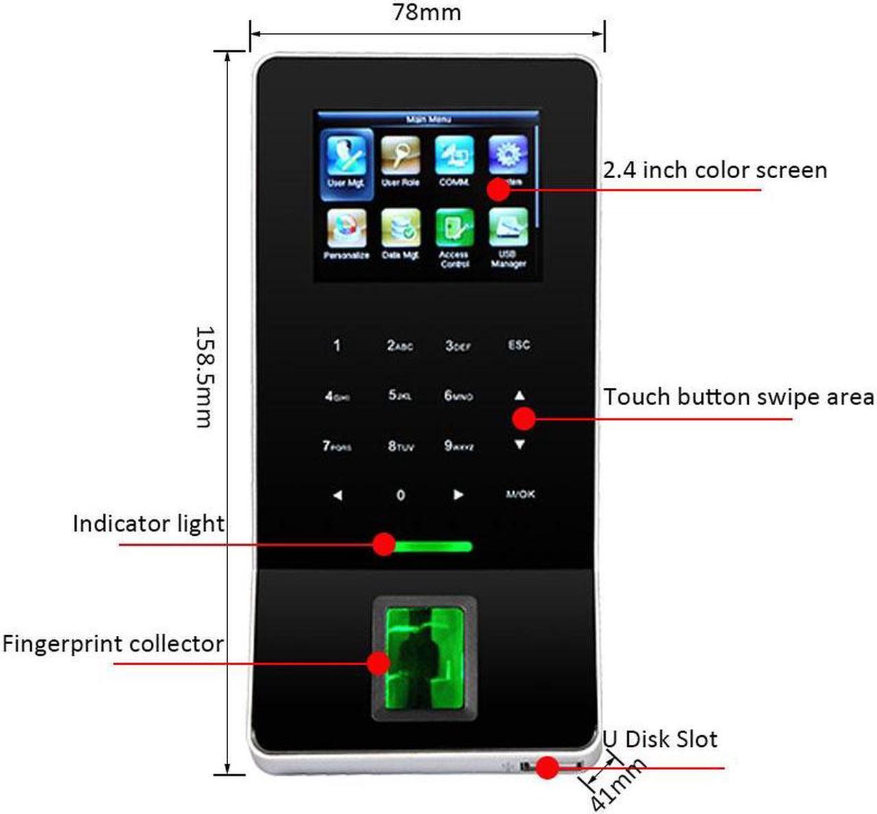 Alt view image 2 of 7 - ZK F22 WIFI TCP/IP Time Clock Access System Control with EM ID Card Fingerprint  (F22+ID Module)