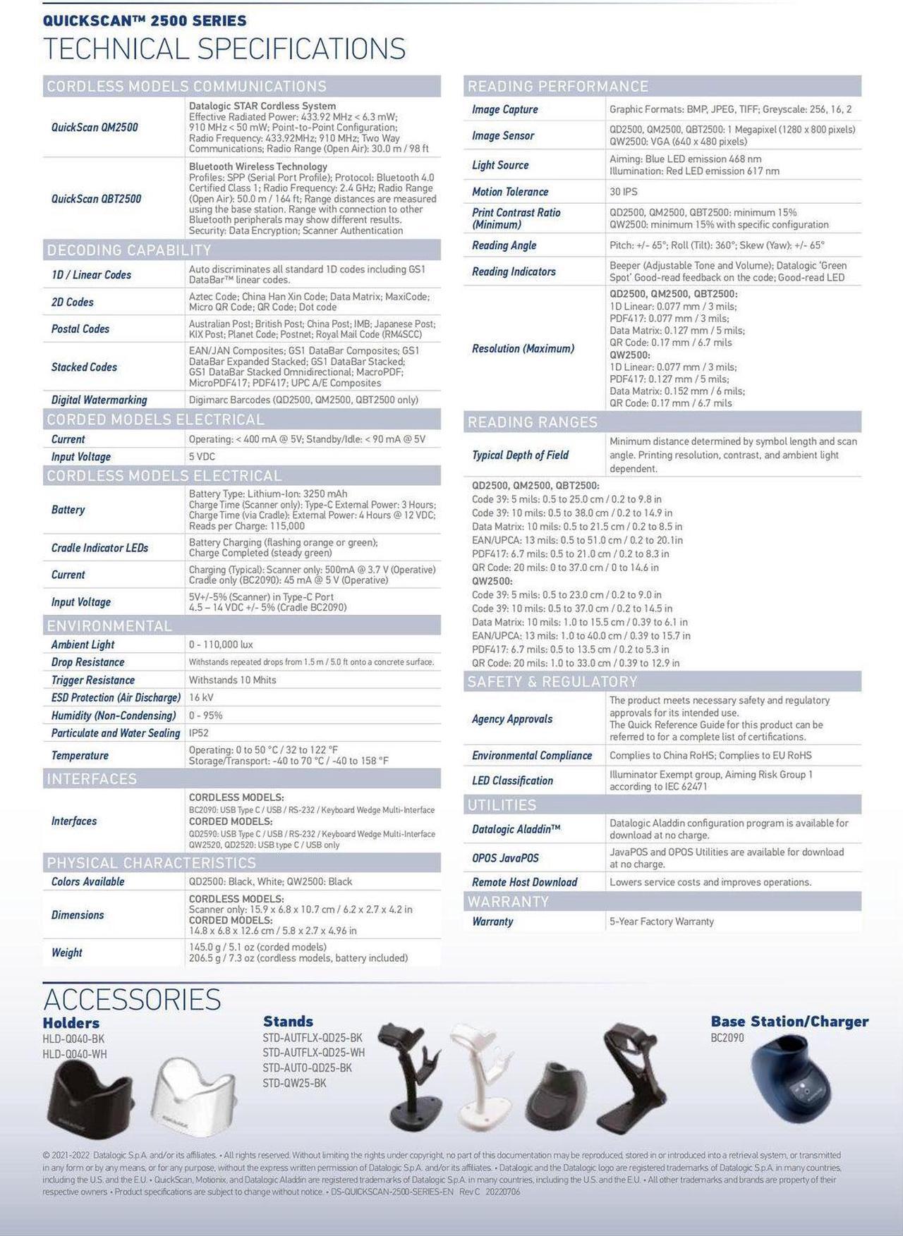 Alt view image 7 of 7 - Datalogic QuickScan QD2590 Kit Barcode-Scanner BarcodeScanner (QD2590-BKK1)