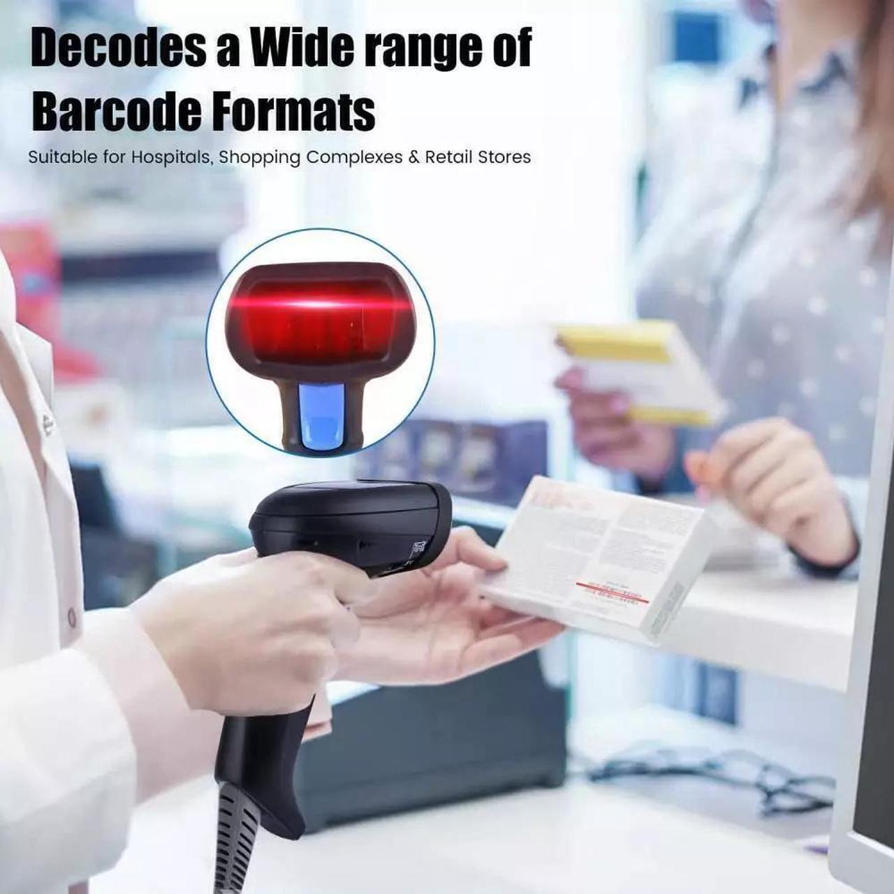 Alt view image 4 of 6 - Datalogic QD2590-BKK1S 2D Corded Handheld Imager USB Barcode Scanner with Stand