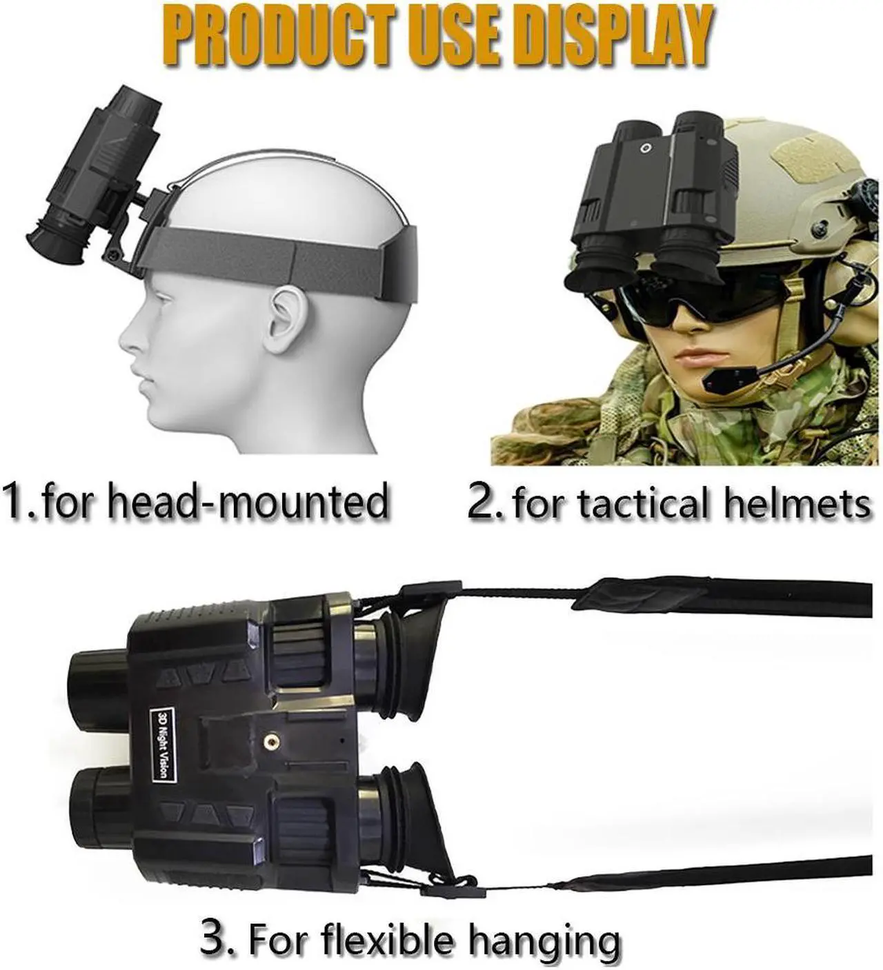 Alt view image 6 of 7 - NV8000 3D Night Vision Binoculars Goggles 1080P Head Mount Infrared Night Vision