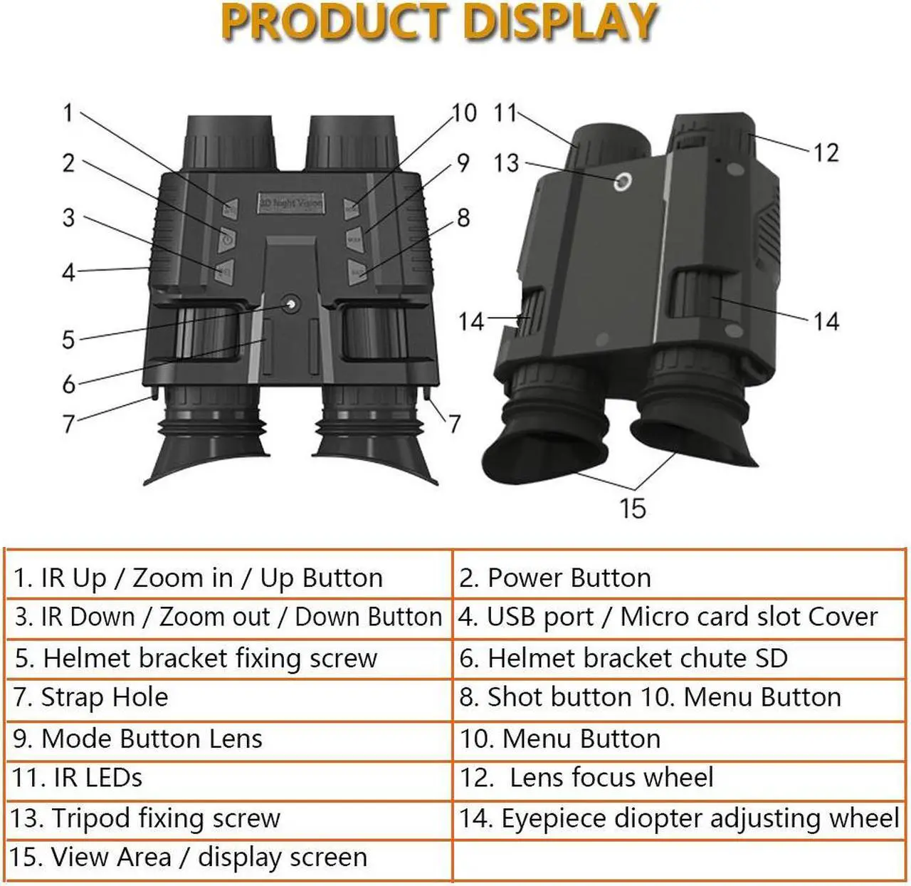 Alt view image 7 of 7 - NV8000 3D Night Vision Binoculars Goggles 1080P Head Mount Infrared Night Vision
