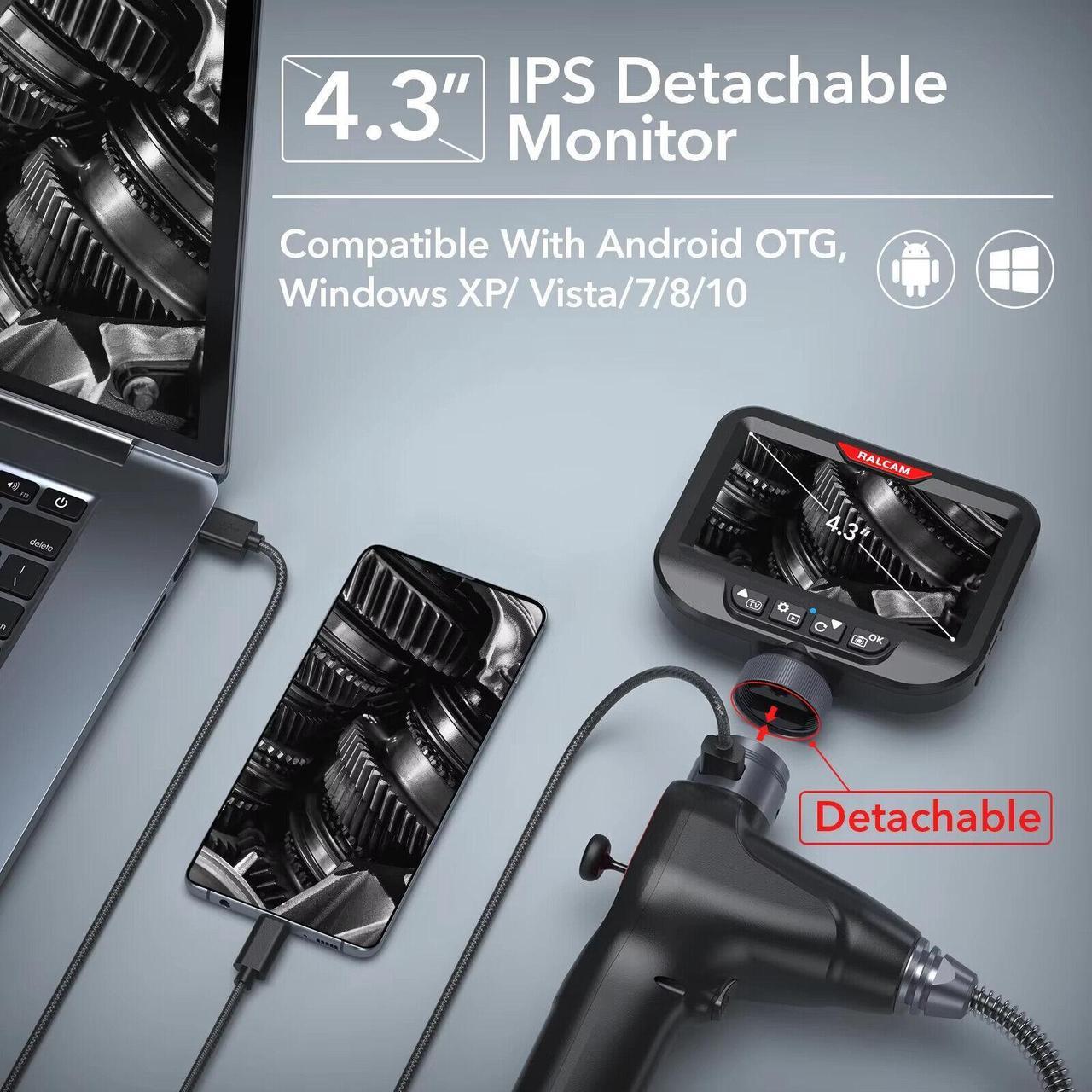Alt view image 3 of 7 - Articulating Borescope 6.2mm 4 Ways IPS 4.3 inch Automotive Inspection Camera