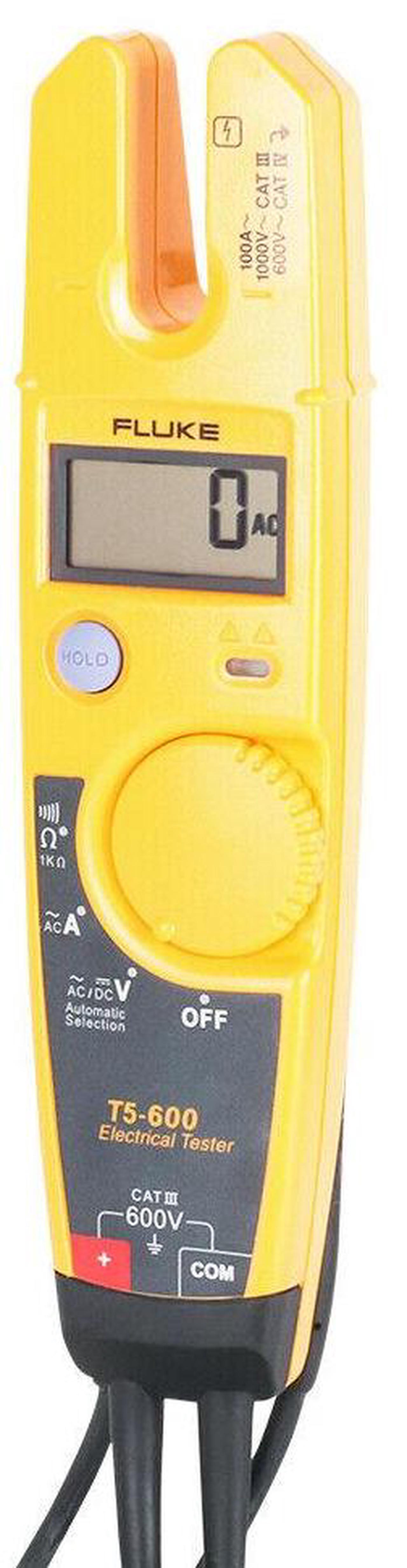 Alt view image 4 of 7 - Fluke T5-600 Clamp Meter, LCD, 100 A, 0.5 in (13 mm) Jaw Capacity, Cat III 600V