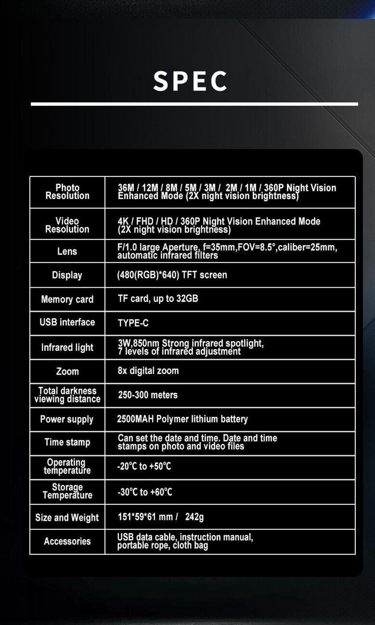 Alt view image 7 of 7 - NV4300 Infrared Night Vision Device Monocular Hunting Telescope 8X Digital Zoom