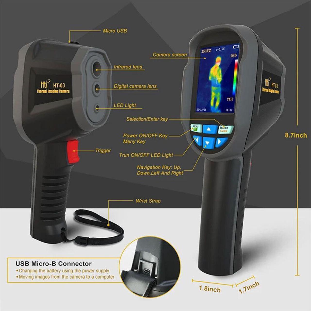 Alt view image 4 of 7 - HT-03 IR Infrared Thermal Imager & Visible Light Camera Digital Imaging 120x90